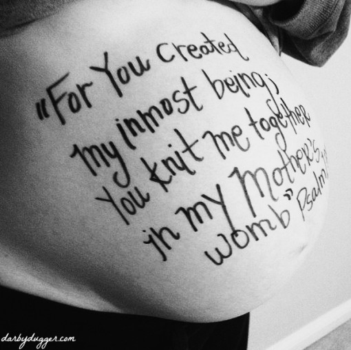 Psalm 139 written on my pregnant belly