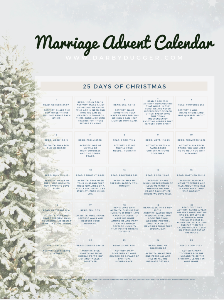 Free Marriage Advent Printable Calendar! 